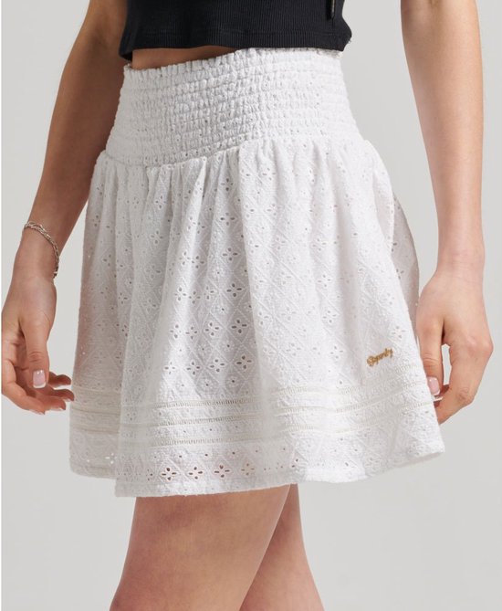 Superdry Vintage Lace Mini Skirt Dames Rok - Gebroken Wit - Maat XL