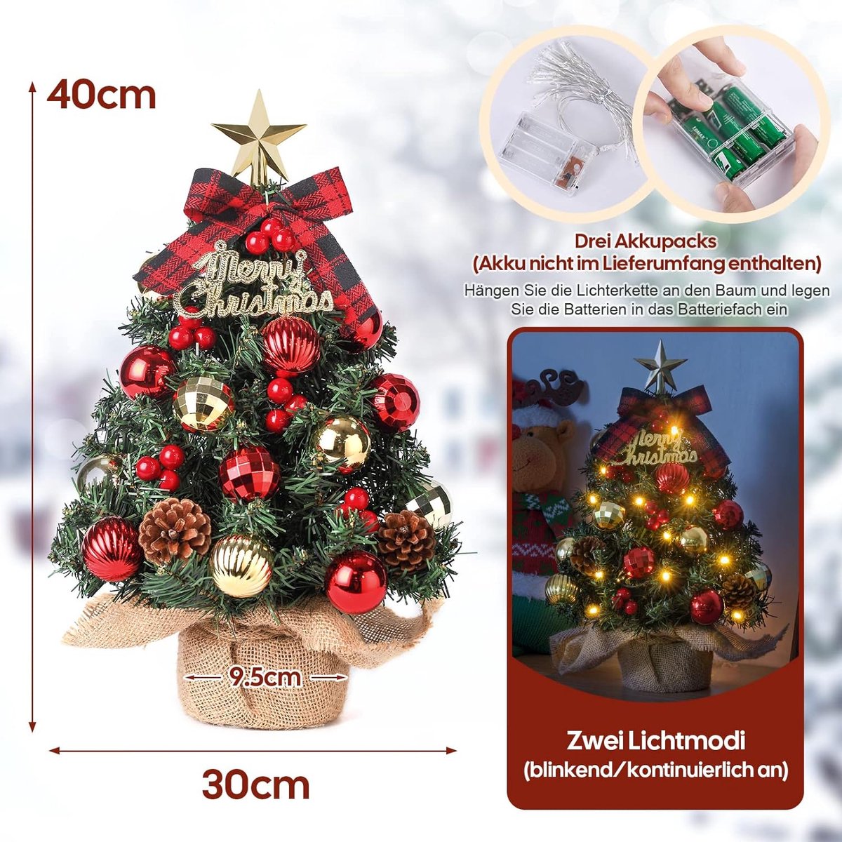 Minikerstboom Kleine kerstboom met verlichting, led, tafelkerstboom