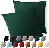 Blumtal Kussensloop Microvezel Kussenhoes 65 x 65 cm - Donkergroen - Set van 2