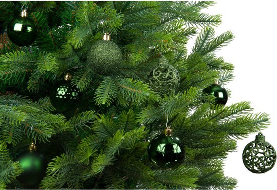 37x boules de Noël en plastique/plastique vert foncé 6 cm mix - Incassable - Décorations pour Décorations pour sapins de Noël de Noël / Décorations de Noël