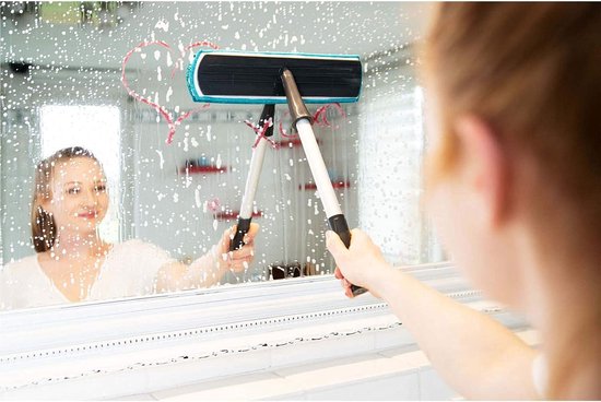 Genius Window Wiper Set 10 Pieces - Window Cleaner + Handle, Tub & Microfibre Cover | Window Cleaner for Streak-Free Cleanliness on Window, Shower, Tile + Car Window, Green - 