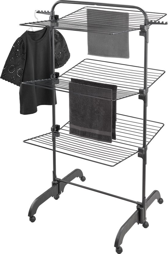Tour de séchage Leifheit Pegasus 420 Solid Comfort - longueur de séchage 42 m - avec roues et cintres inclus - noir