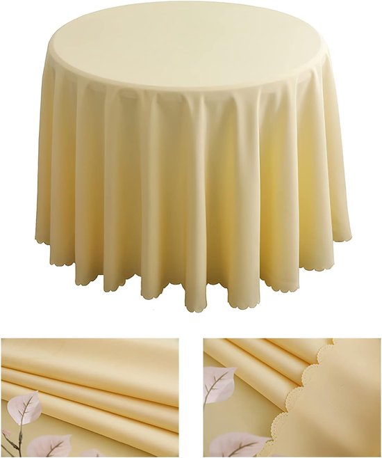 Tafelkleed gestreept groot - wit/beige - 145x320 cm