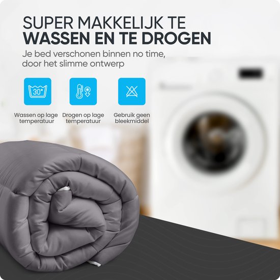 Dekbed Zonder Overtrek Diamond 200x200 – Met Kussenslopen Wasbaar Antraciet