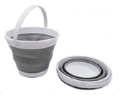 SAMMART 10L Collapsible Plastic Bucket - Foldable Round Tub - Portable Water Bucket for Fishing - Space Saving Outdoor Water Pot Size 31cm Diameter (White/Grey, 1)