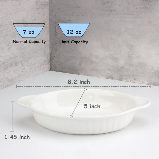 Kleine keramische ovenschalen - Set van 4 - Voor oven, soufflé, crème brûlée, lasagne