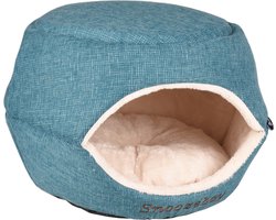 Kattenbed – katten slaapmand – kattenhuis – kattenhol – Cat cave – Blauw/Crème, 45 x 35 x 35 cm – Flamingo Slaapplaats Snoozebay