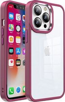 Hoozey - Hoesje geschikt voor Apple iPhone 15 Pro - Clear Case - Donker Rood