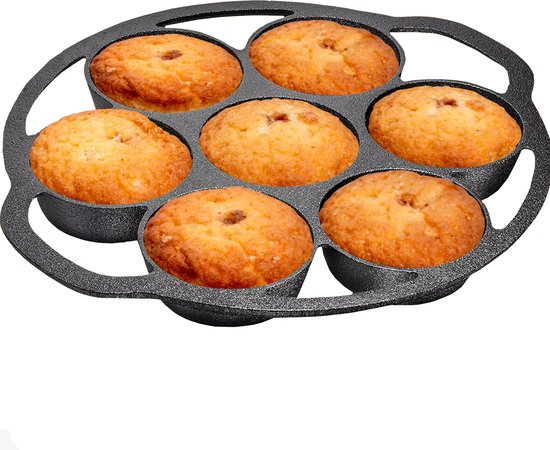 Chefs Cuisine pannenkoekenpan - poffertjespan -pancake pan - muffin bakvormen - gietijzeren pan - bakvorm