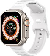 Siliconen bandje - geschikt voor Apple Watch series 1/2/3/4/5/6/7/8/9/SE/SE 2/Ultra/Ultra 2 met case size 42 mm / 44 mm / 45 mm / 49 mm - wit