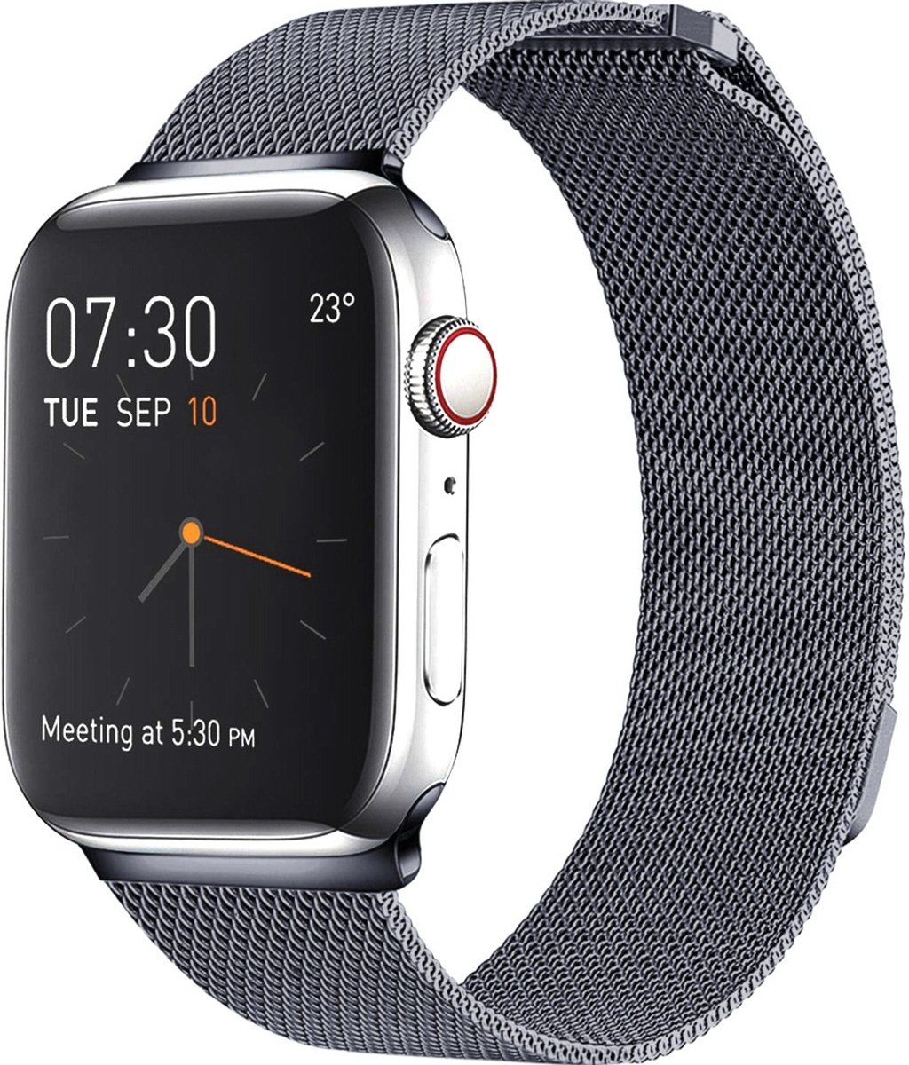 Mobigear Luxury Milanese Watch bandje geschikt voor Apple Watch Bandje Magneetsluiting - 41/40/38 mm - Grijs