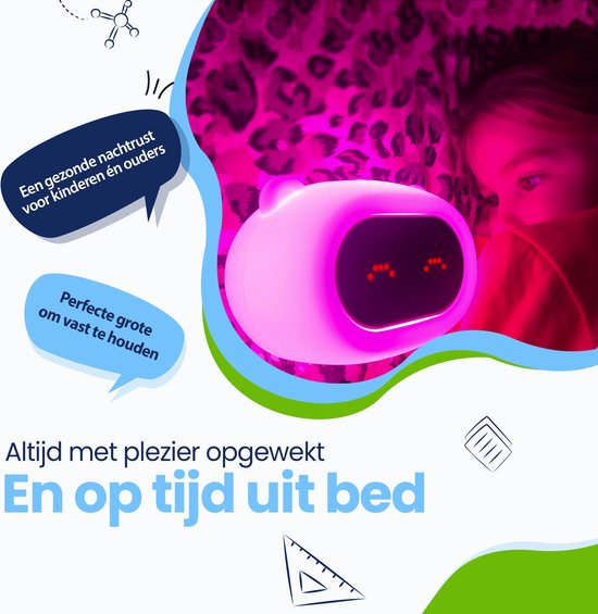 Kadoing® Beer Kinderwekker - met Gezichtsuitdrukkingen en Tikfunctie - Wake Up Light Voor Kinderen - Slaaptrainer - Slaapwekker - Nachtlamp - Speelgoed Wekker Digitaal van Kadoing — afbeelding 4