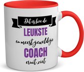 Akyol - leukste coach eruit ziet koffiemok - theemok - rood - Coach - beste coach - sport - verjaardagscadeau - klein cadeautje - kado - gift - geschenk - verrassing - 350 ML inhoud