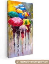 Toile - Peinture à l'huile - Peinture - Parapluie - Abstrait - 20x40 cm - Décoration - Intérieur