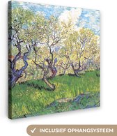 Canvas Schilderij Boomgaard met bloeiende pruimenbomen - Vincent van Gogh - 20x20 cm - Wanddecoratie