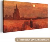 Canvas Schilderij De oude toren op de gebieden - Vincent van Gogh - 40x20 cm - Wanddecoratie