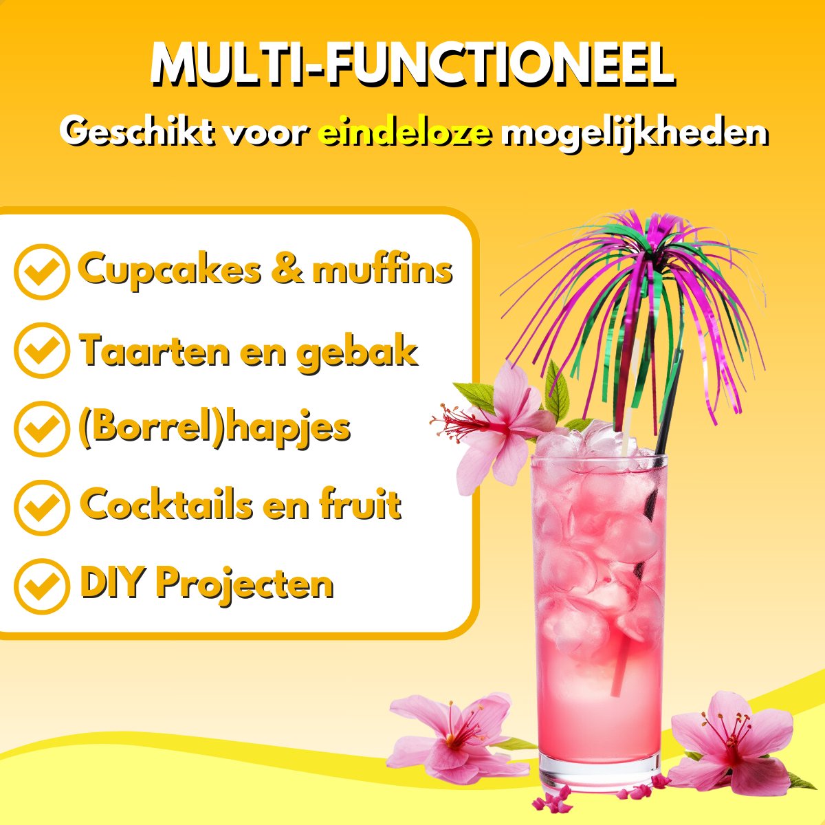 RENALUX - Vuurwerk Prikkers Dubbele Kleuren XXL Set Extra Luxe - Cocktailprikkers Herbruikbaar - Partyprikkers - Feestprikkers - Tapas Prikkers - Taartversiering - Prikkers - Sateprikkers met Versiering - 60 Stuks — cadeau in Kookcadeaus - foto 5