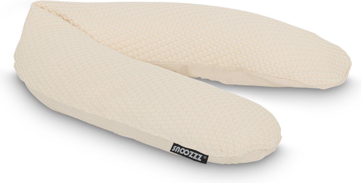 Goedkoopste Snoozzz Voedingskussenhoes - Hoes voor voedingskussen zwangerschapskussen - premium kwaliteit - 185 cm - katoen wafel - Wafel Champagne
