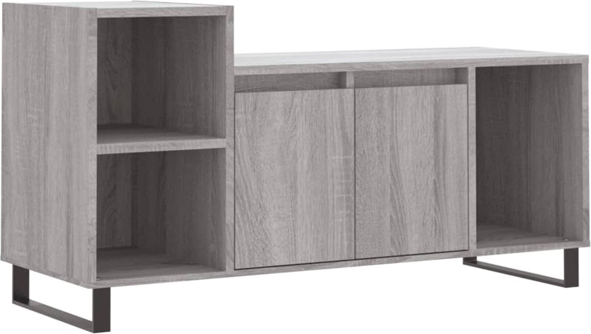 vidaXL - Tv-meubel - 100x35x55 - cm - bewerkt - hout - grijs - sonoma - eikenkleurig
