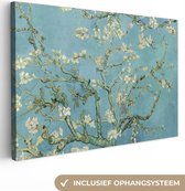 Canvas - Schilderij Van Gogh - Amandelbloesem - Bloesem - Oude meesters - Vincent van Gogh - 90x60 cm - Kamer decoratie - Slaapkamer