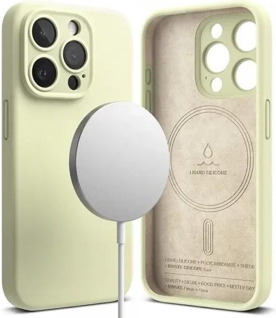 Ringke Silicone Hoesje Geschikt voor Apple iPhone 15 Pro | Compatible met MagSafe | Back Cover Hoesje | Siliconen | Geel
