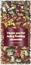 Grappige Cadeaus voor Vrouwen - Snoep Pakket met Tekst - Fucking Awesome - Bedankt Cadeautje voor haar, vrouw, vriendin, mama, moeder, zus, oma