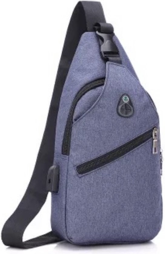 Petit sac bandoulière ! Sac à bandoulière avec port USB - Blauw - Sac à bandoulière multifonctionnel moderne