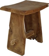 Kruk Todd - 40x30x45 cm - Bruin - Teak - krukje hout, krukjes om op te zitten, krukje badkamer, krukjes om op te zitten volwassenen, krukje make up tafel, kruk, krukje, houten krukje,