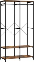 Kledingkast - Open kledingkast - Met 2 planken - Metalen frame - Bruin