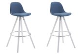 Clp Franklin Set van 2 barkrukken - Rond frame - Stof - Blauw - Kleur onderstel Wit
