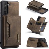 DG Ming Coque pour Samsung Galaxy S24 - Coque arrière avec porte-carte magnétique - Étui de téléphone avec portefeuille à l'arrière Marron