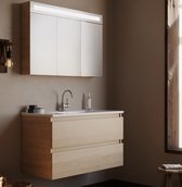 Serie Emilia - Meuble de salle de bain / Meuble sous-vasque / Meuble vasque - 100 cm - Chêne clair - MDF - Moderne