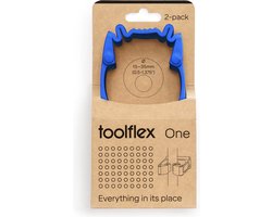 Toolflex One - 2-Pack Gereedschapshouders met Blauwe Adapter - Geschikt voor Ø15-35 mm Gereedschappen - Muurbevestiging met Veilige Installatiekit - Ruimtebesparend en Veilig - Exclusief voor Toolflex One Producten