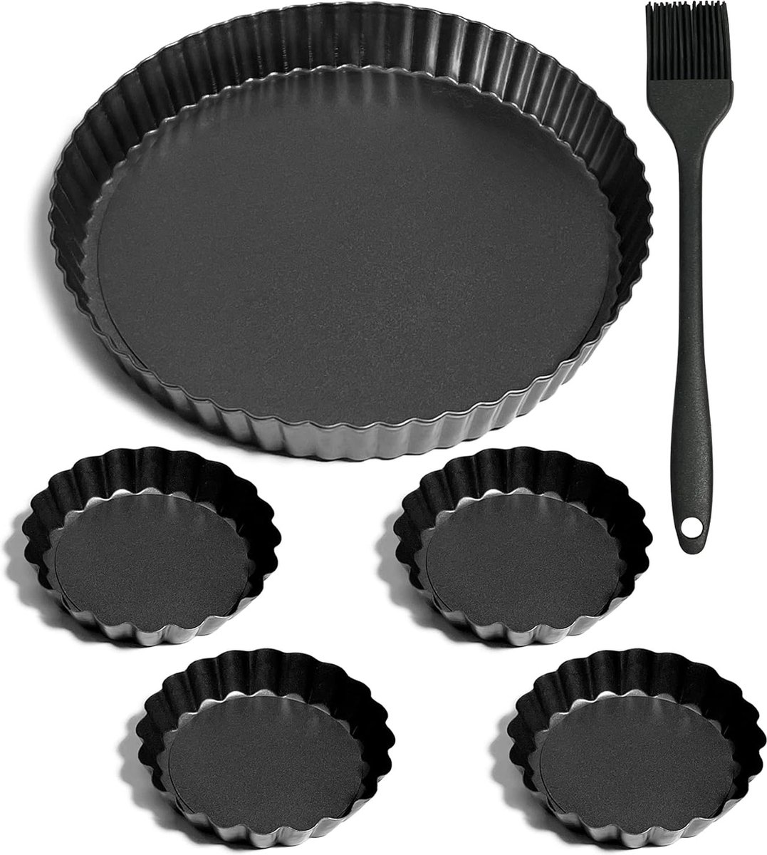 Taart vorm, quiche vorm, non-stick met hefbodem taart bakpan, fruit kubus vorm en bakvorm (28cm + 12cm x 4)