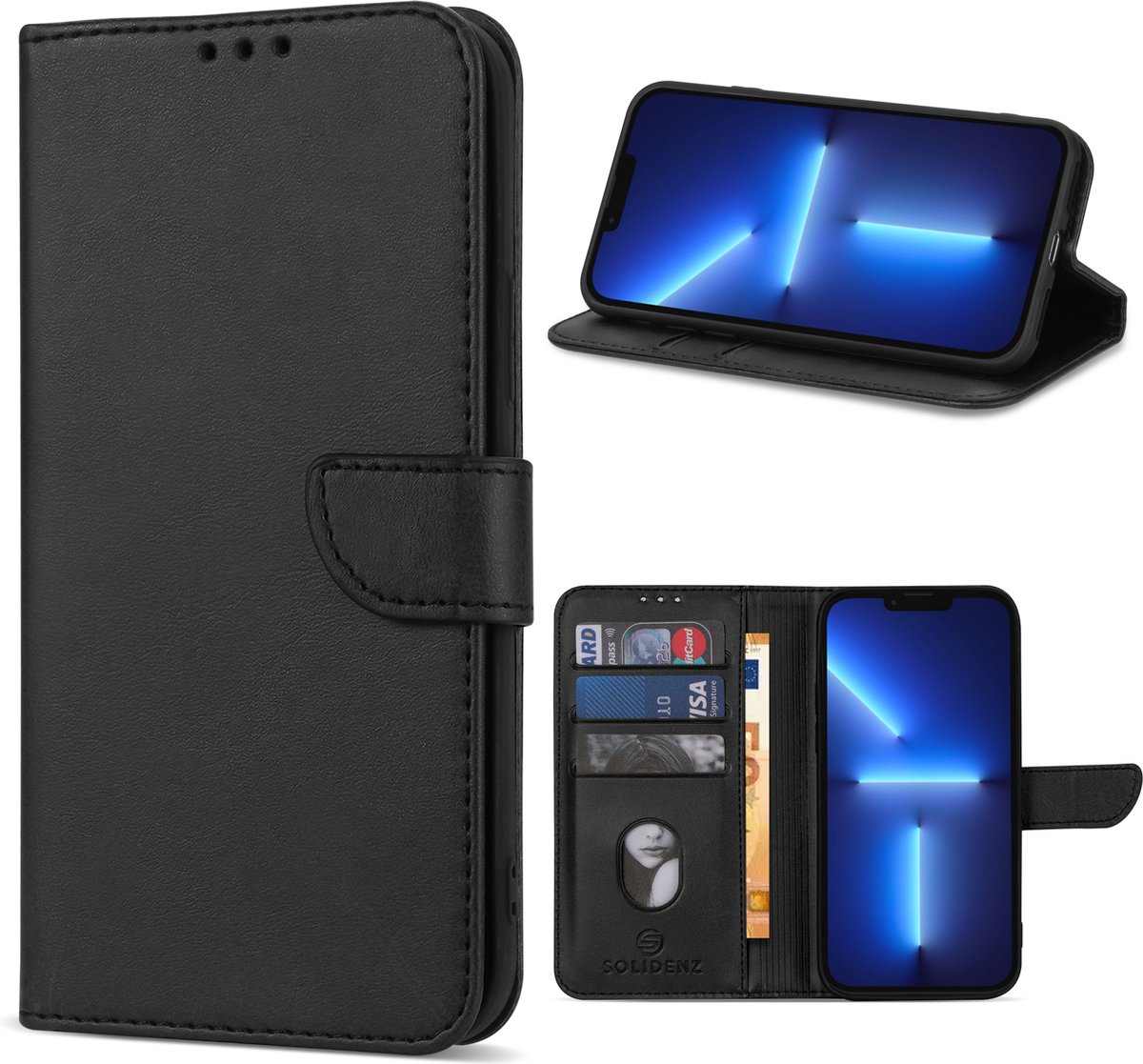 Solidenz hoesje - Geschikt voor iPhone 13 - Bookcase - Zwart