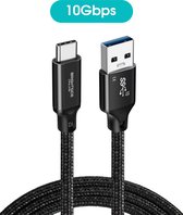 Brightside Online USB-C naar USB Kabel - Data- en Oplaadkabel - 10 Gbps - Nylon - 3 meter