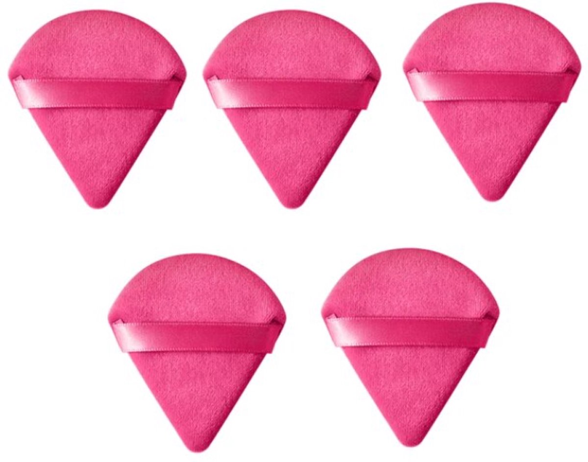 DW4Trading Driehoekige Fluwele Make-up Sponsjes Roze - Airbrush Blend - Set van 5 stuks