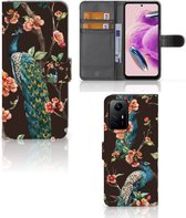 Telefoonhoesje Geschikt voor Xiaomi Redmi Note 12S Flipcase Cover Pauw met Bloemen