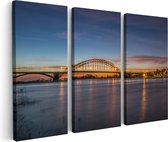 Artaza Canvas Schilderij Drieluik Waalbrug in Nijmegen - 90x60 - Foto Op Canvas - Canvas Print