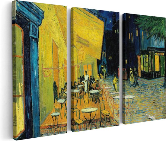 Artaza Canvas Schilderij Caféterras bij Nacht - Vincent van Gogh - Foto Op Canvas - Canvas Print