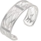 Behave Armband - bangle in fijn gekrast design - zilver kleur - 17cm