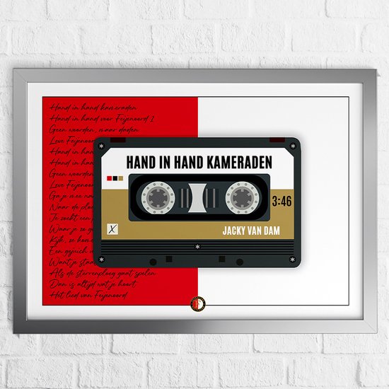 Feyenoord "Hand in Hand Kameraden" Cassetteband Posters - Nostalgische Voetbalmuziek - 43,2x61 cm (A2+)