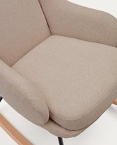 Kave Home - Maustin-schommelstoel in beige chenille en zwart frame van staal en beukenhout