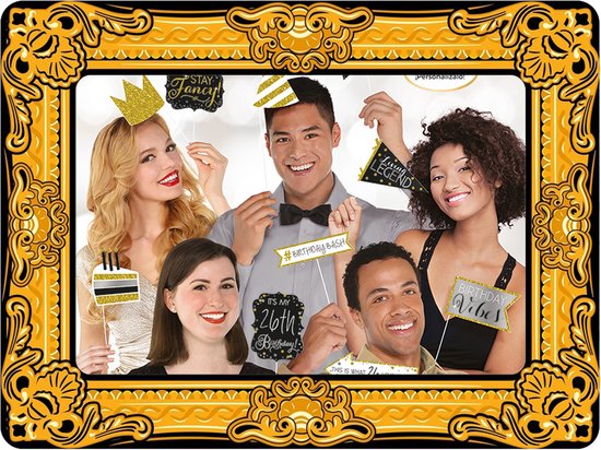 Ensemble d'accessoires photo avec cadre - anniversaire - 14 pièces - cadre photo gonflable - accessoires de cabine photo