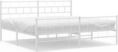 vidaXL - Bedframe - met - hoofd- - en - voeteneinde - metaal - wit - 183x213 - cm