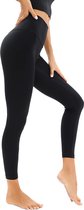 Hardlooplegging voor dames, hoge taille, buikcontrole, yogabroek met verborgen binnenzakken, atletische legging - kleur zwart - maat XL