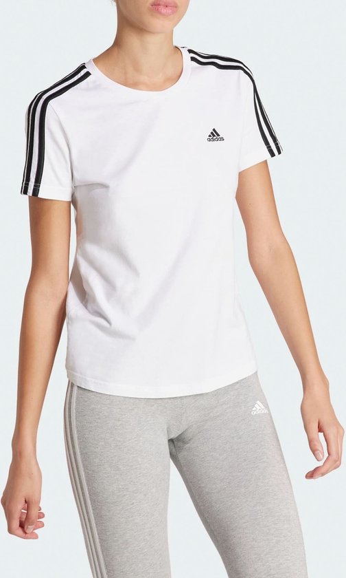 adidas Sportswear Essentials Slim 3-Stripes T-shirt - Dames - Wit- XS | bol