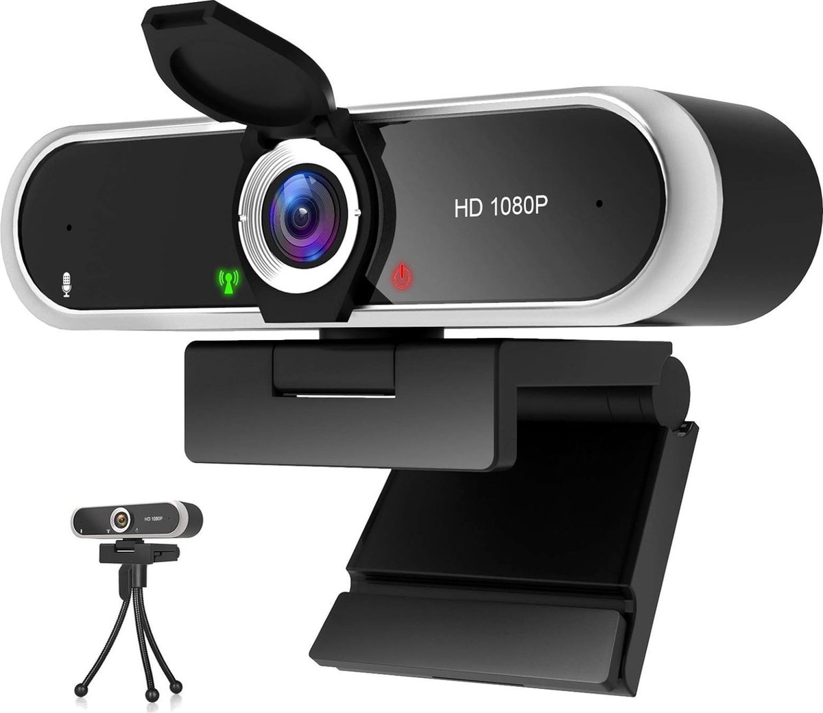 Webcam met Microfoon en Tripod - 1080P - Webcam voor PC - HD Pro Webcam - Webcam voor Computer - Plug & Play