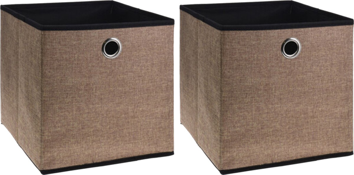 Storage Solutions Opbergmand/kastmand - 2x - 28 liter - bruin - 30 x 30 x 30 cm - Vakkenkast manden