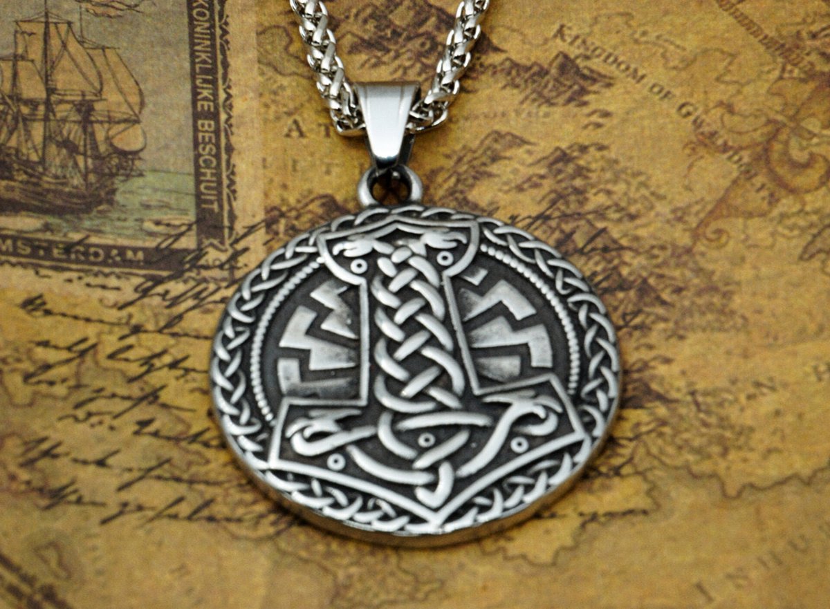  Two Ravens Viking Ketting Viking Sieraden Thor Hamer Met 